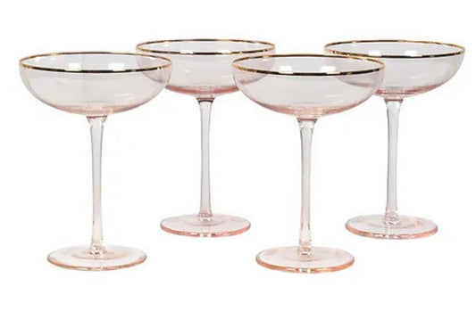 Set of 4 Pink Ombre Cocktail Glasses