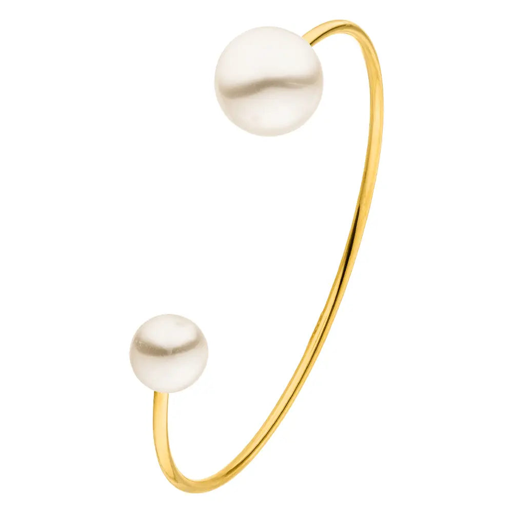 Two Pearl Bangle - Gold