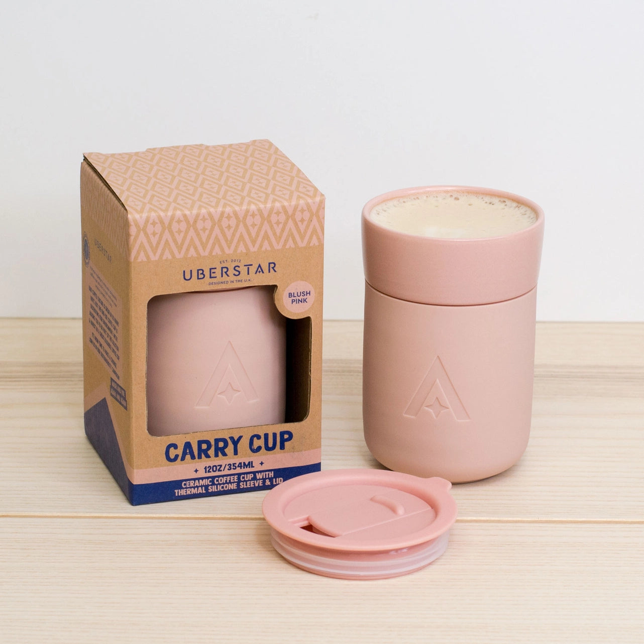 Ceramic Travel Mug with Lid - Blush Pink