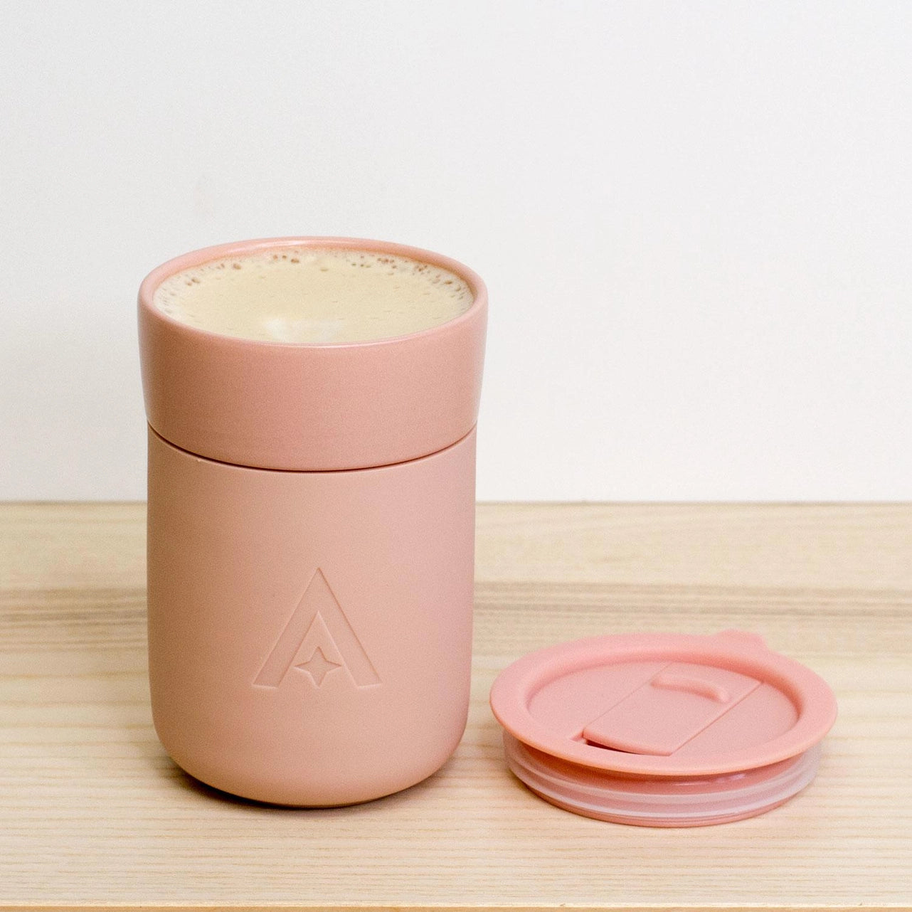 Ceramic Travel Mug with Lid - Blush Pink