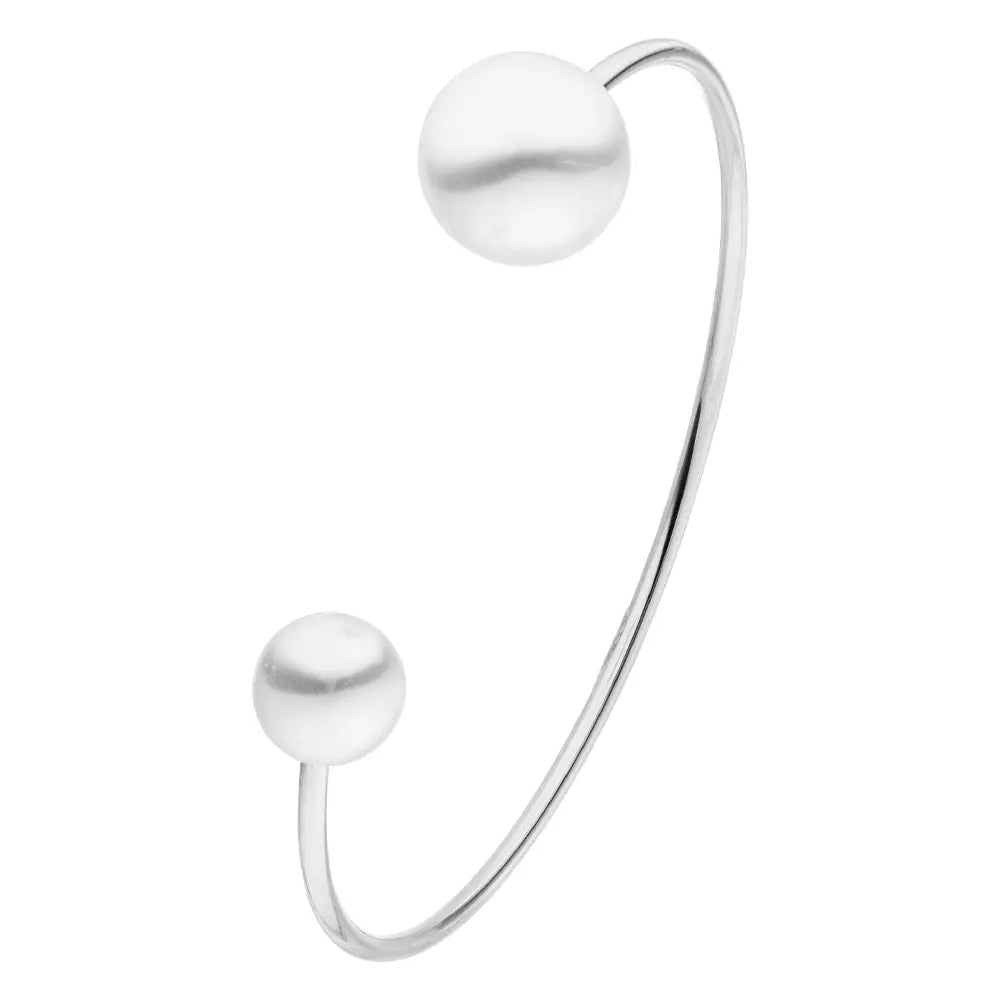 Two Pearl Bangle - Silver