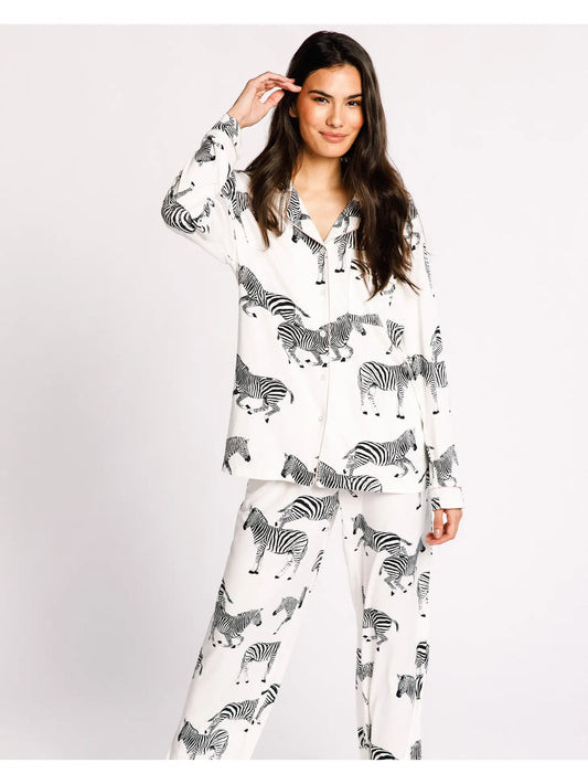 White Zebra Print Long Pyjama Set