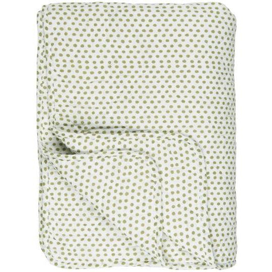 White Quilt with Green Dots