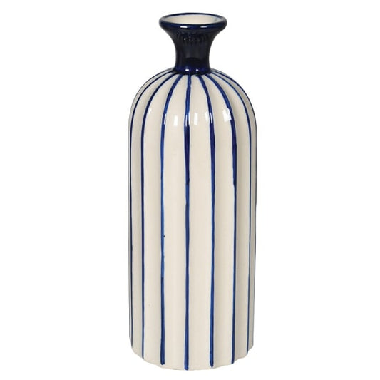 Hand Painted Blue and White Striped Vase