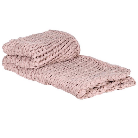 Pink Chunky Knit Throw