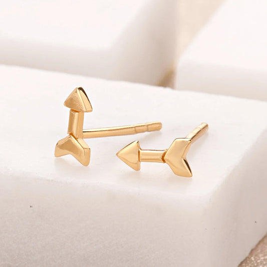 Arrow Stud Earrings - Gold Plated